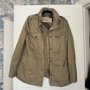 Burberry Brit Army Military Cargo Jacket With Drawstring And Hood US Size 6